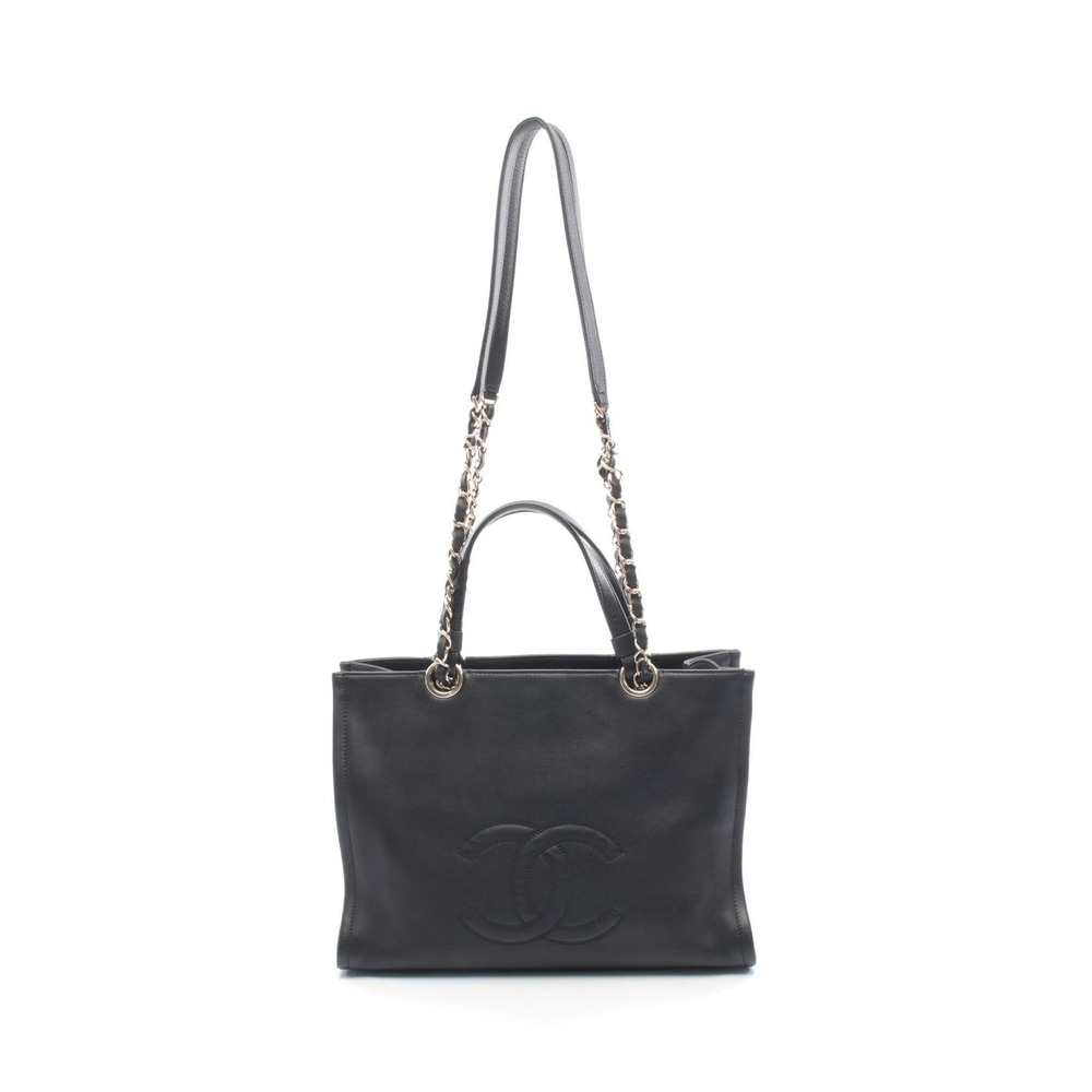Chanel Coco Mark Tote Bag Lambskin Sheepskin Black